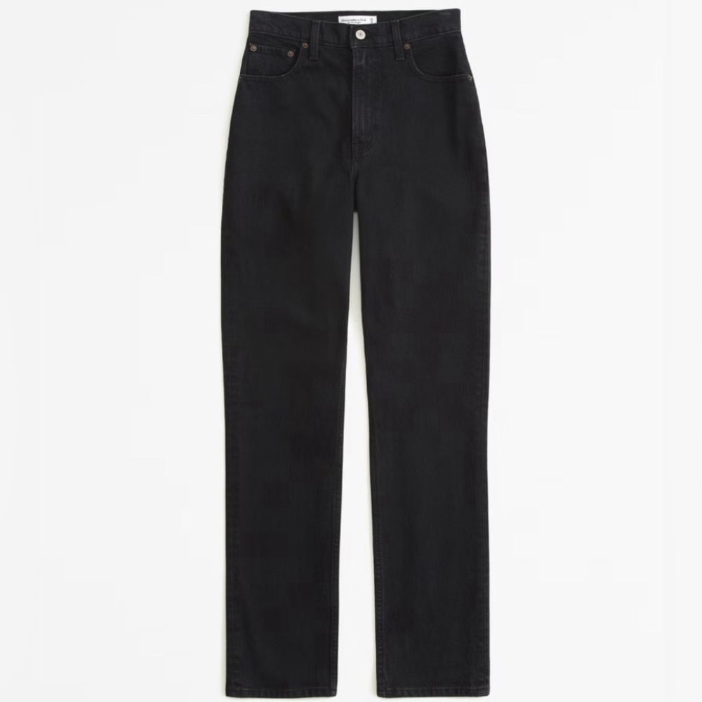 NWT Black Abercrombie Ultra High Rise 90s Straight Jeans